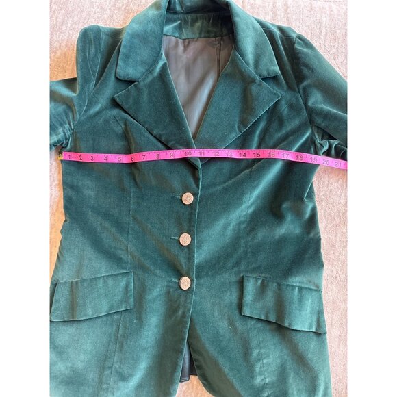 Vintage Prestige Of Boston Green Velvet Blazer Size 16 With Silver Buttons - Picture 8 of 12